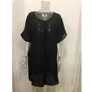 Женская хлопковая льняная длинная блузка, летняя блузка с коротким рукавом и пуговицами, повседневная рубашка, винтажная, свободного покроя, S-8XL S белый