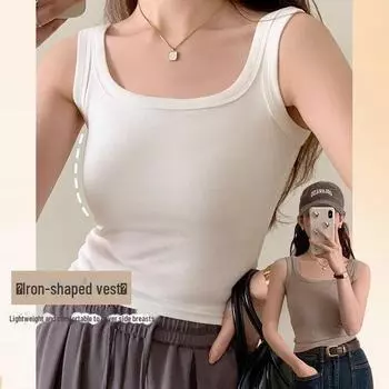 Женская хлопковая майка Douyin: Жилет без рукавов, облегающий, с боковыми застежками для предотвращения воздействия One Size [fits 80-145 jin] чёрный