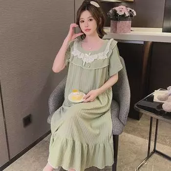 Женская хлопковая ночная рубашка с коротким рукавом больших размеров — милая, свободная, летняя пижама для комфорта до 200 фунтов 4XL