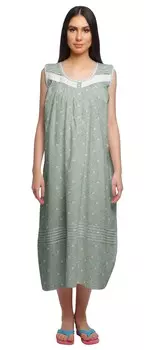 Женская хлопковая ночная рубашка с принтом Moomaya и средней длины, хлопковая ночная рубашка с пуговицами 2XL синий