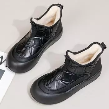 Женская хлопковая обувь Осень Зима Бархатные Теплые Туфли для мамы Толстая подошва Зимние ботинки Кроссовки Слипоны Ботильоны Женские 42 чёрный