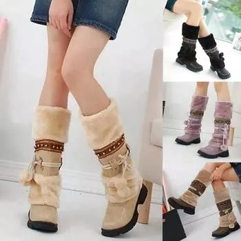 Женская хлопковая обувь. Теплая хлопковая обувь. Водонепроницаемые хлопковые сапоги. Высокие сапоги. 38 чёрный