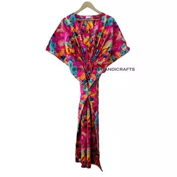 Женская хлопковая одежда для сна с грибным принтом, розовое пляжное платье в стиле бохо, летнее платье-кафтан CKFTN-SCRN-FULL-BUYIT-193