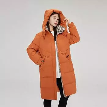 Женская хлопковая одежда средней и длинной длины для зимы, осени и зимы, новая хлопковая одежда, куртка из хлопковой ткани контрастного цвета с ромбами. M белый