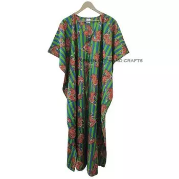 Женская хлопковая пижама с принтом дракона, зеленое летнее пляжное платье-кафтан в этническом стиле CKFTN-SCRN-FULL-BUYIT-200