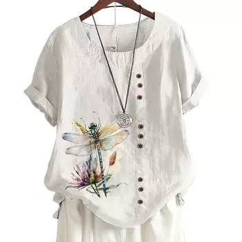 Женская хлопковая повседневная футболка с 7 милыми рисунками животных, круглым вырезом, короткими рукавами, S-5XL S