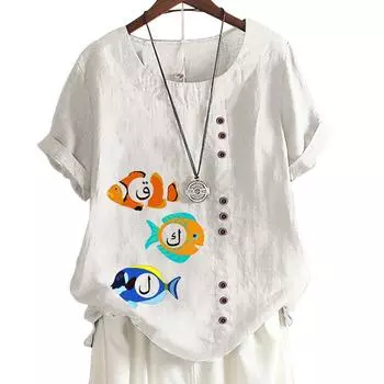 Женская хлопковая повседневная футболка с 7 милыми рисунками животных, круглым вырезом, короткими рукавами, S-5XL S