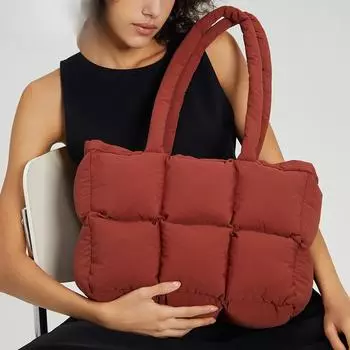 Женская хлопковая сумка для одежды, наполнитель из хлопка, сумка-тоут из хлопка, модная сумка через плечо, мягкая сумка-мешок из пуха белый