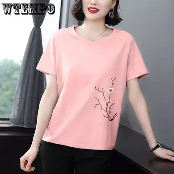 Женская хлопковая свободная однотонная футболка с короткими рукавами и круглым вырезом, удобные топы M розовый