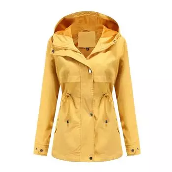 Женская хлопковая ветровка с капюшоном, женская весна и осень, большой размер, свободная однотонная одежда, женская куртка S