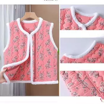 Женская хлопковая жилетка с принтом и молнией на осень и зиму XXL