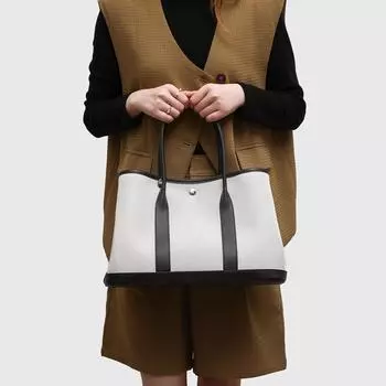 Женская холщовая сумка 2024 года: Стильная, повседневная, вместительная сумка-тоут контрастного цвета чёрный