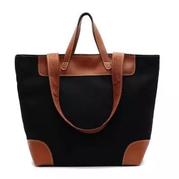 Женская холщовая сумка большой вместимости, наплечная сумка, сумка-тоут контрастного цвета чёрный