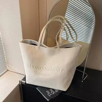 Женская холщовая сумка большой вместимости, сумка через плечо для пассажиров пригородного класса, женская сумка-тоут с вышитыми буквами хаки