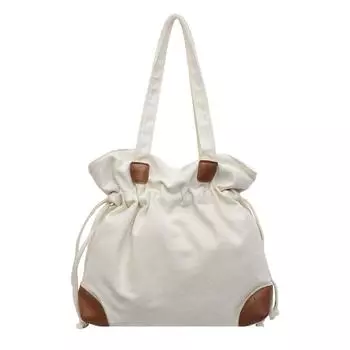 Женская холщовая сумка через плечо, большая вместительная сумка-тоут, однотонная сумка белый