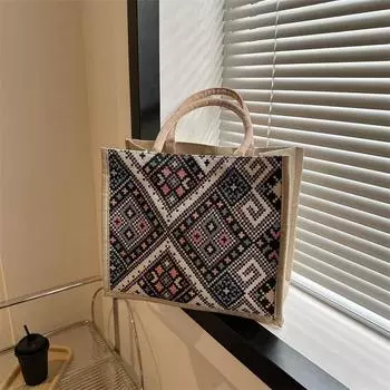Женская холщовая сумка через плечо в стиле ретро, литературные сумки-тоут, этнические сумки-ветер, студенческие сумки для работы и учебы, сумка через плечо синий