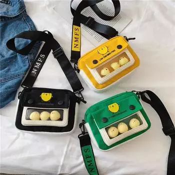 Женская холщовая сумка, дикая сумка-мессенджер, студенческая сумка, милая сумка через плечо для девочек зелёный