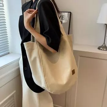 Женская холщовая сумка для покупок, простая универсальная женская модная сумка через плечо, новая женская повседневная сумка большой емкости