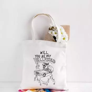 Женская холщовая сумка Goth Dark с эстетическим принтом, эко многоразовая складная сумка на плечо Harajuku Tote