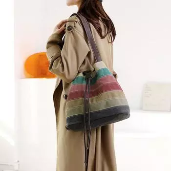 Женская холщовая сумка на плечо большой вместимости контрастного цвета красный