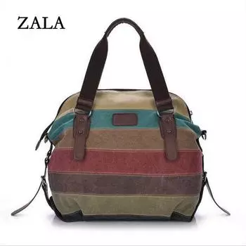Женская холщовая сумка, полосатые сумки, лоскутная повседневная сумка через плечо 35cm*12cm*37cm