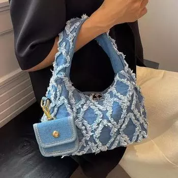 Женская холщовая сумка, повседневная, нишевая, новая модная сумка через плечо, сумка-кошелек, вместительная сумка для девочек