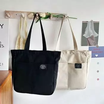 Женская Холщовая Сумка Сплошной Цвет Дизайнерская Женская Повседневная Сумка Сумка Большой Вместимости Хлопковая Многоразовая Пляжная Сумка Для Покупок синий