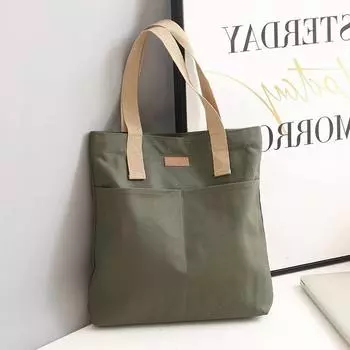 Женская Холщовая Сумка Сплошной Цвет Дизайнерская Женская Повседневная Сумка Сумка Большой Вместимости Хлопковая Многоразовая Пляжная Сумка Для Покупок чёрный