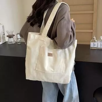 Женская холщовая сумка-тоут, большая вместительная сумка на плечо зелёный