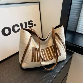 Женская холщовая сумка-тоут большой вместимости для занятий Brown