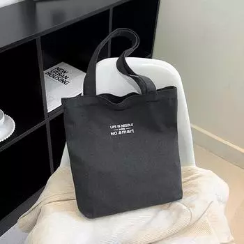 Женская холщовая сумка-тоут, повседневная на плечо, для работы, большая вместимость, с ручками, многофункциональная, большая хозяйственная сумка чёрный