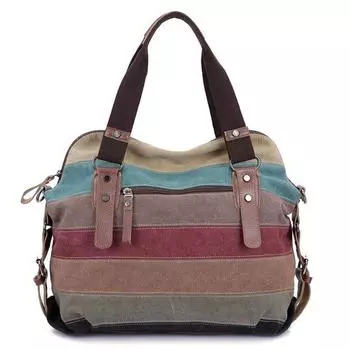 Женская Холстовая модная сумка-мессенджер, повседневная пляжная полосатая сумка для покупок, сумка через плечо Bolsos Mujer