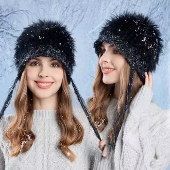 Женская и девчачья моющаяся ручная работа меховая уличная холодостойкая зимняя теплая разноцветная шапка с крючком