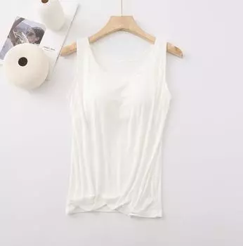 Женская и девичья майка с подкладкой на груди с широкими бретелями, универсальная верхняя одежда, нижнее белье, открывающее ключицы, без рукавов для лета S
