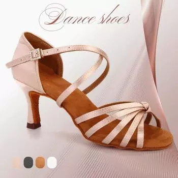 Женская обувь для латинских танцев, обувь для бальных танцев сальса, танго, на низком каблуке, мягкая подошва, каблук 7 см 3CM-34 чёрный