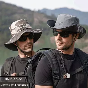 Женская и мужская двухсторонняя панама, водонепроницаемая быстросохнущая рыбацкая шапка, мужская шляпа от солнца с защитой от ультрафиолета, камуфляжная Панама, походные кепки