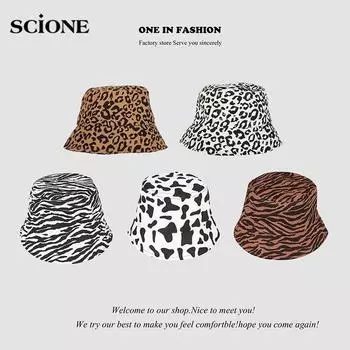 Женская и мужская готическая шляпа Harajuku, японская рыбацкая шляпа, женская летняя шляпа с рисунком зебры, солнцезащитный крем-ведро M56-58cm