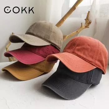 Женская и мужская хлопковая однотонная бейсболка, модная шляпа Snapback, женская уличная простая мытая винтажная кепка с козырьком, повседневная кепка, шляпа для женщин и мужчин 55-59cm