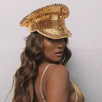 Женская и мужская кепка в стиле стимпанк в стиле милитари, кепка капитана с шипами для леди, сержантская шляпа, шляпа для девичника, праздничная шляпа на день рождения, шляпа