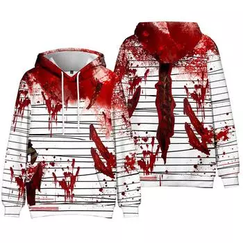 Женская и мужская мода для любителей Хэллоуина, толстовка с графическим принтом, спортивные пуловеры для косплея на открытом воздухе, толстовка, костюм для косплея XS