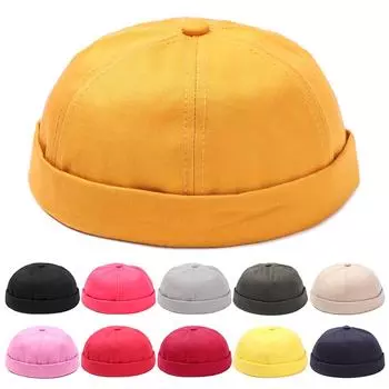Женская и мужская модная бейсболка без полей из хлопка с регулируемой головкой, шапка-бини в стиле хип-хоп Snapback армия зеленый
