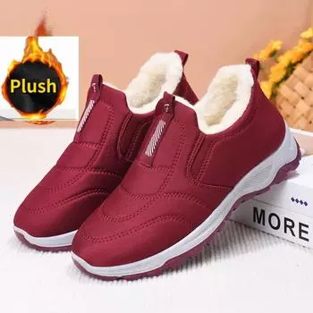 Женская и мужская обувь из хлопка, зимняя теплая плюшевая нескользящая водонепроницаемая удобная модная обувь для отдыха на природе 36 красный