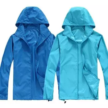 Женская и мужская однотонная быстросохнущая повседневная уличная куртка, водонепроницаемая ветрозащитная солнцезащитная спортивная куртка для бега M королевский синий