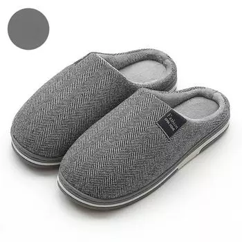 Женская и мужская парная хлопковая обувь, женские осенние и зимние домашние нескользящие теплые плюшевые тапочки, тапочки в полоску с узором 36 красный