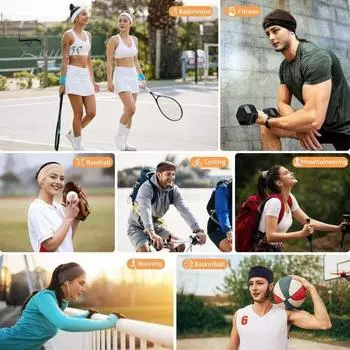 Женская и мужская повязка на голову, высокая эластичная однотонная широкая повязка для волос, дышащая эластичная резинка для волос, спортивный головной убор для йоги и фитнеса чёрный