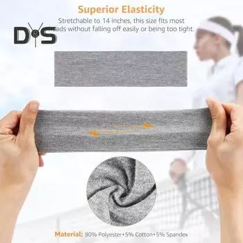 Женская и мужская повязка на голову, высокая эластичная однотонная широкая повязка для волос, дышащая эластичная резинка для волос, спортивный головной убор для йоги и фитнеса чёрный