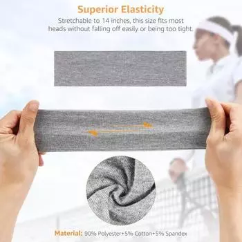 Женская и мужская повязка на голову, высокая эластичная однотонная широкая повязка для волос, дышащая эластичная резинка для волос, спортивный головной убор для йоги и фитнеса серый