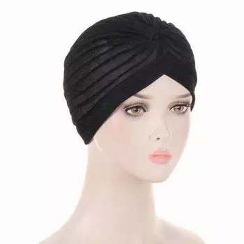 Женская и мужская шапка, блестящая шапка-бини, традиционная многослойная однотонная шапка на Ближнем Востоке, толстая винтажная унисекс, ветрозащитная шапка для защиты волос, кепка для взрослых чёрный
