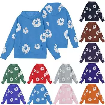 Женская и мужская толстовка с капюшоном, повседневный большой пуловер с принтом в стиле ретро, толстовка с длинными рукавами L розовый