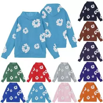 Женская и мужская толстовка с капюшоном, повседневный большой пуловер с принтом в стиле ретро, толстовка с длинными рукавами S коричневый